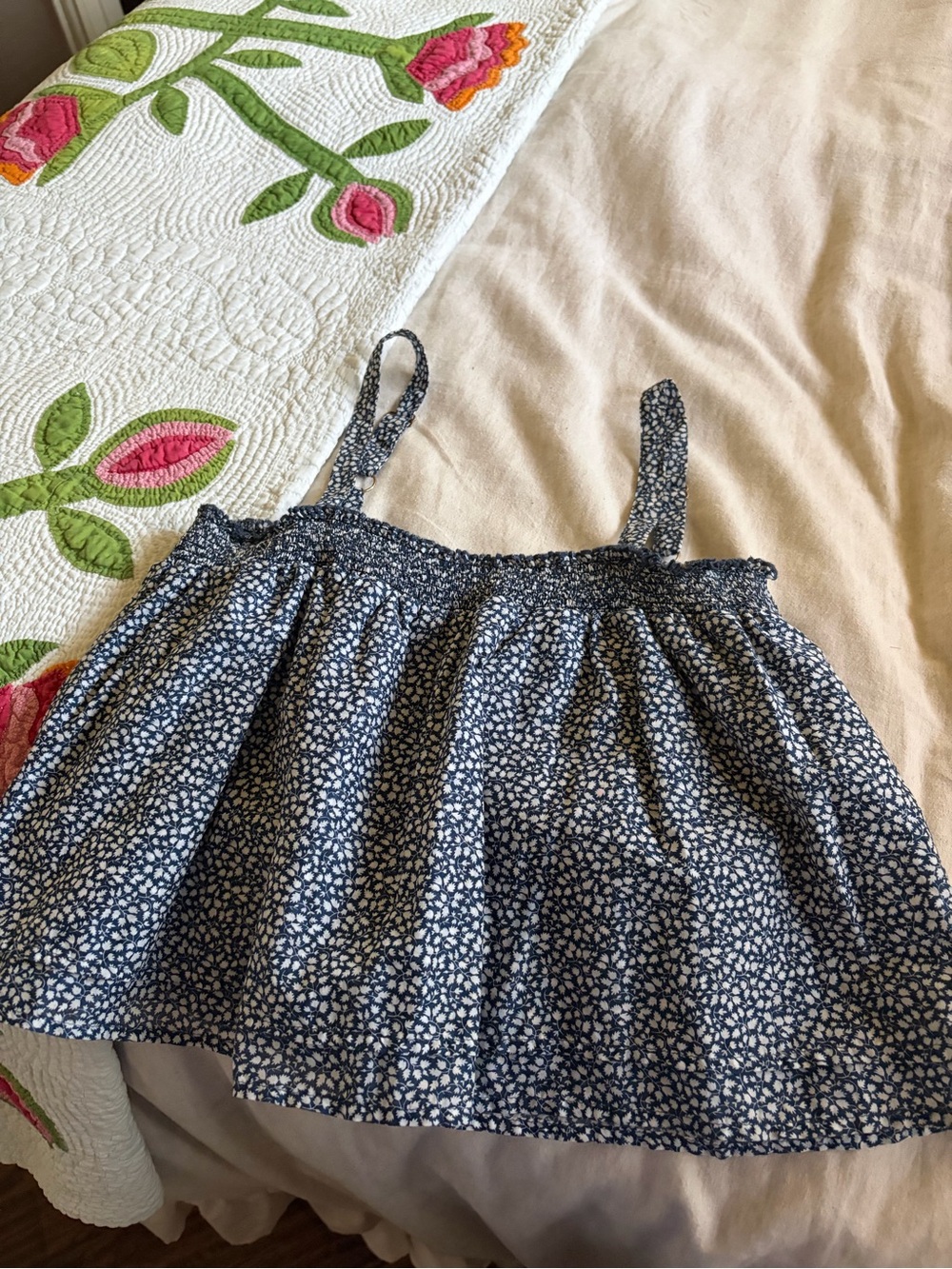 Nation LTD Navy Blue and White Floral Tank Top